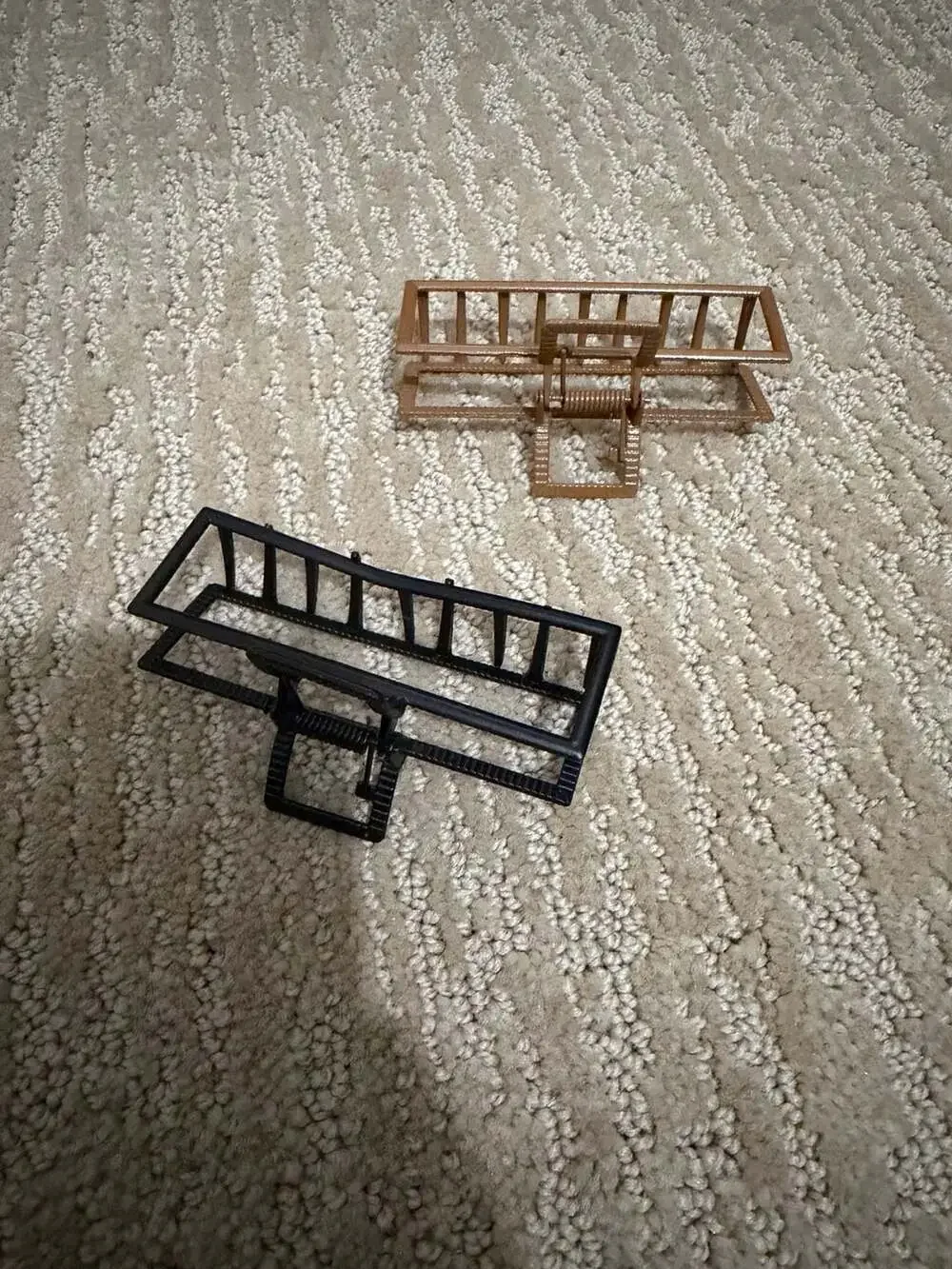 Set of 2 Rectangular Metal Hair Claw Clips Black and Bronze